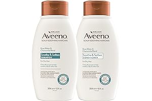 Aveeno Scalp Soothing Rose Water & Chamomile Blend Shampoo & Conditioner for Sensitive and Soft