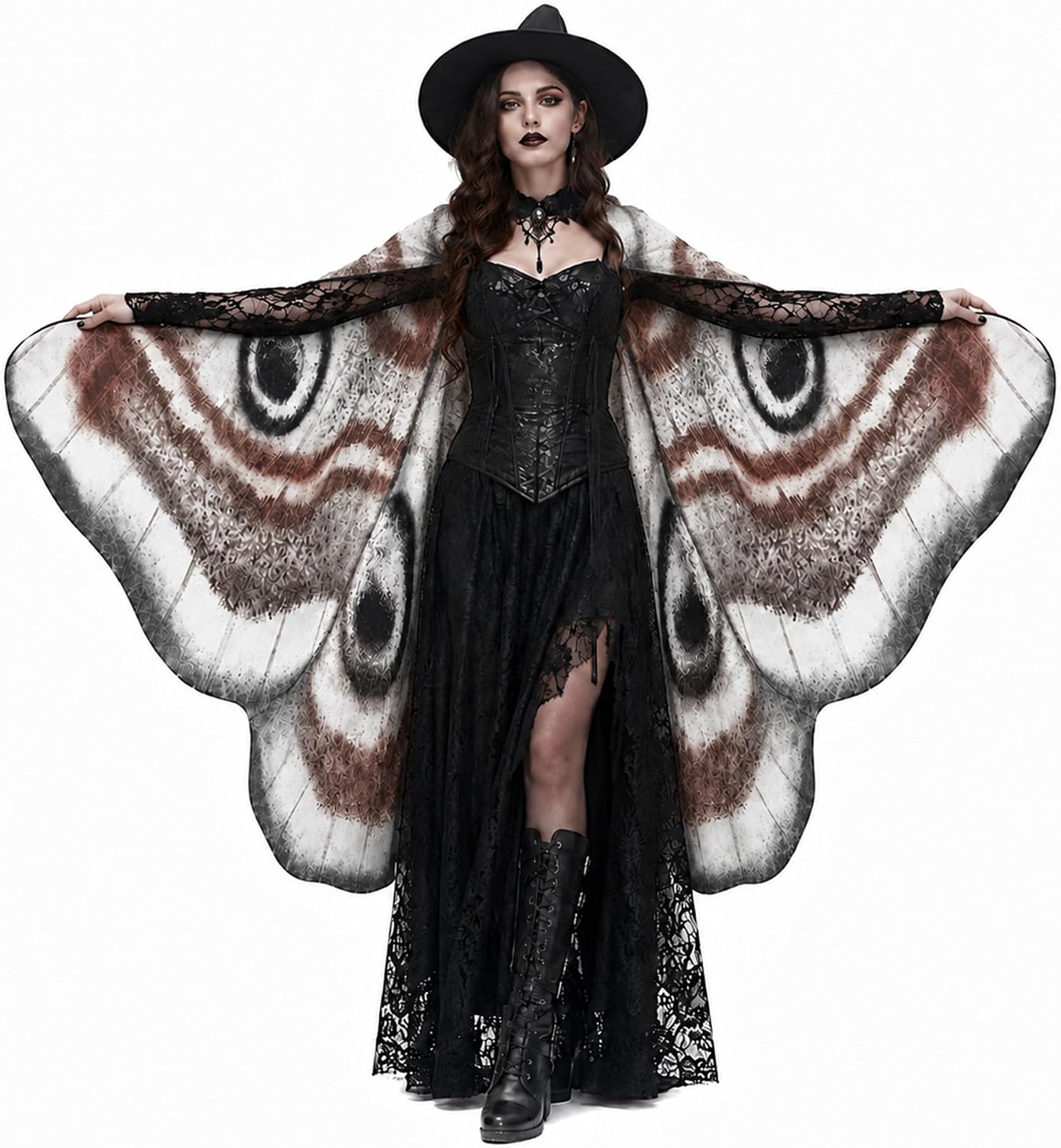 Moth Wings Cape, 76 x 54 Inch Double Sided Printed Shawl