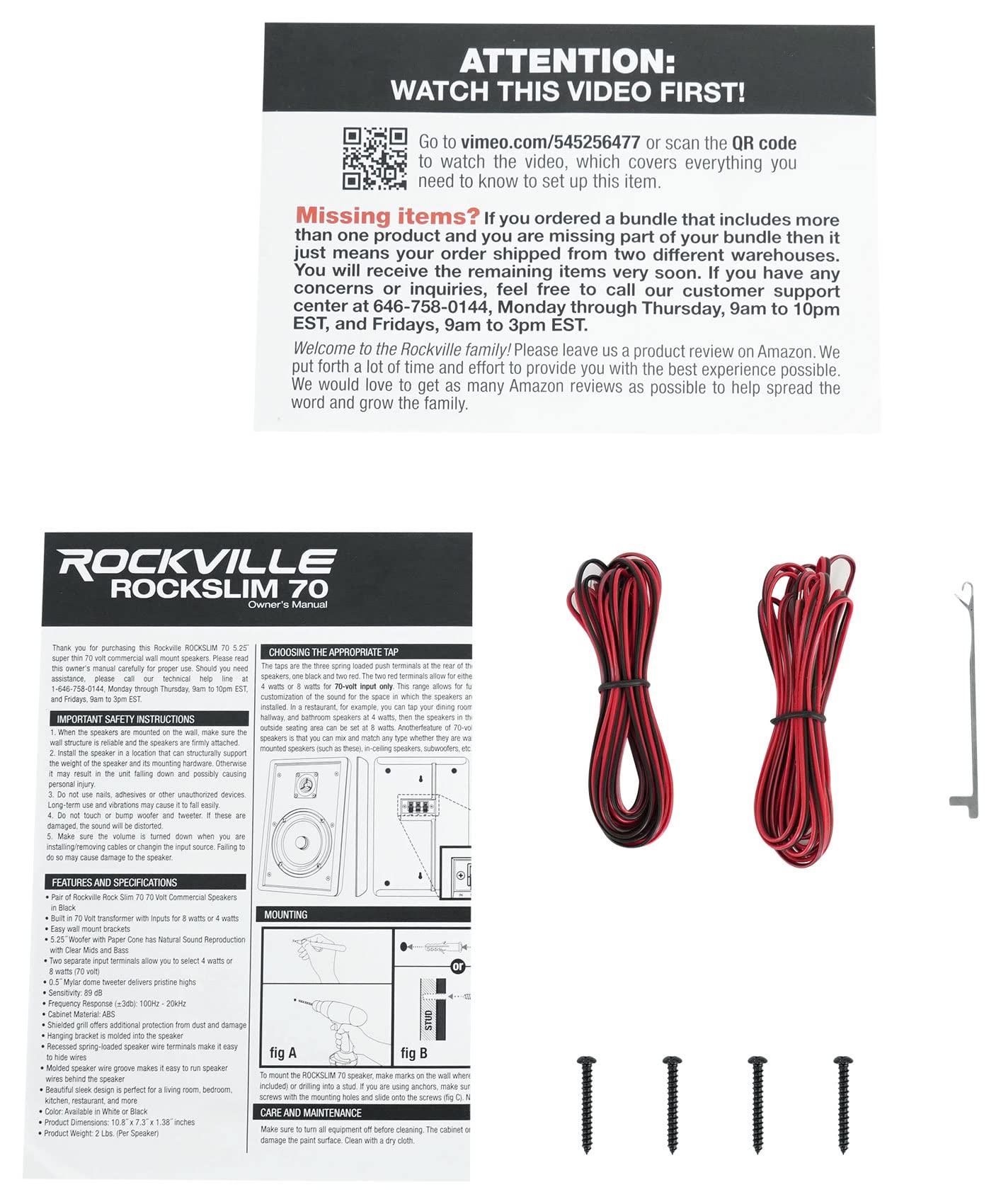 Audiosavings Bundle: (1) JBI CSMA180 80w Commercial 70v Amplifier Mixer for Restaurant/Bar/Cafe Bundle with (5) Pair Rockville RockSlim 70W White 5.25