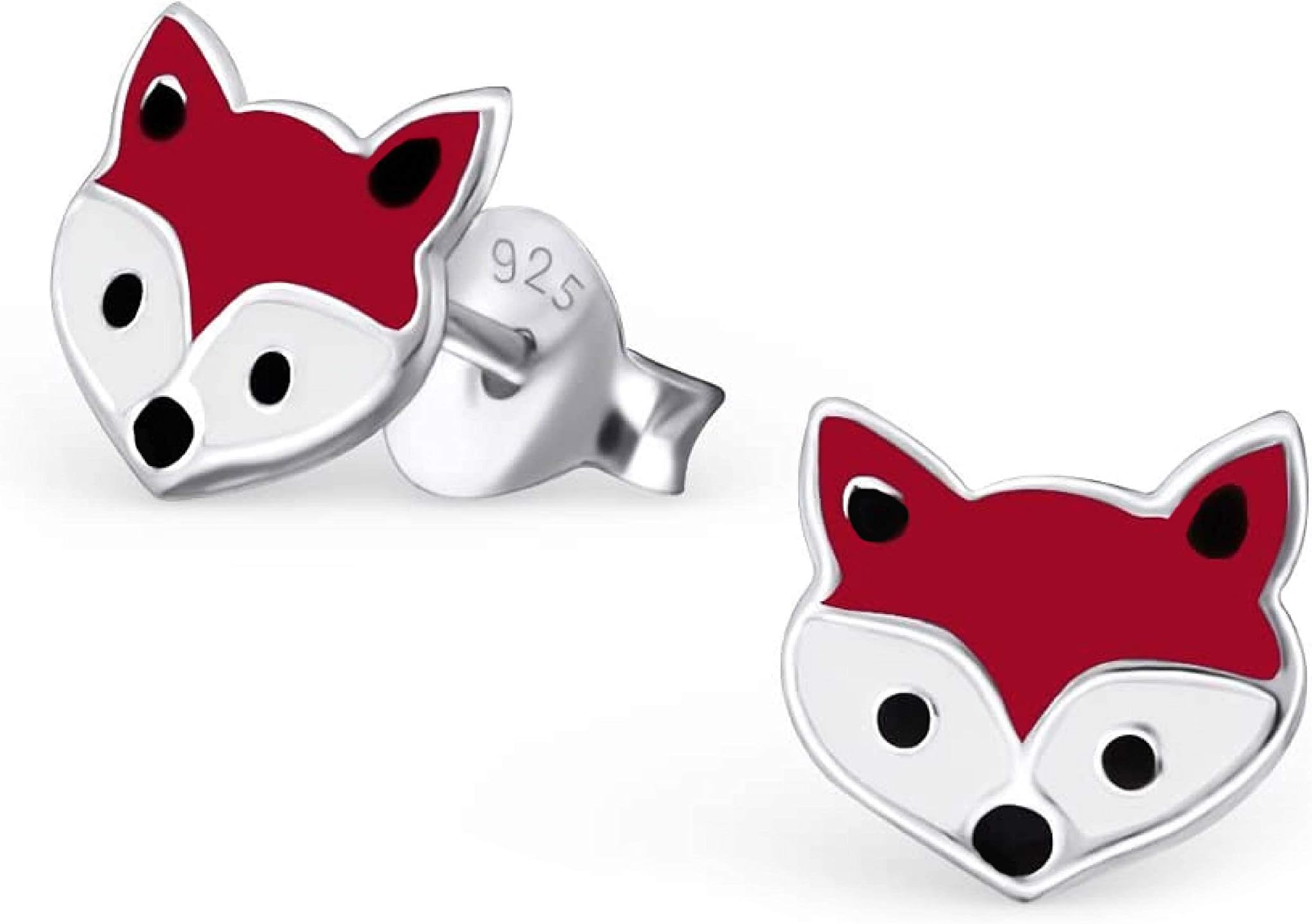 Fox Stud Earrings for Girls - 925 Sterling Silver - Animal Figures for Pierced Ears - Perfect Jewelry Gift For Daughter, Granddaughter, Niece