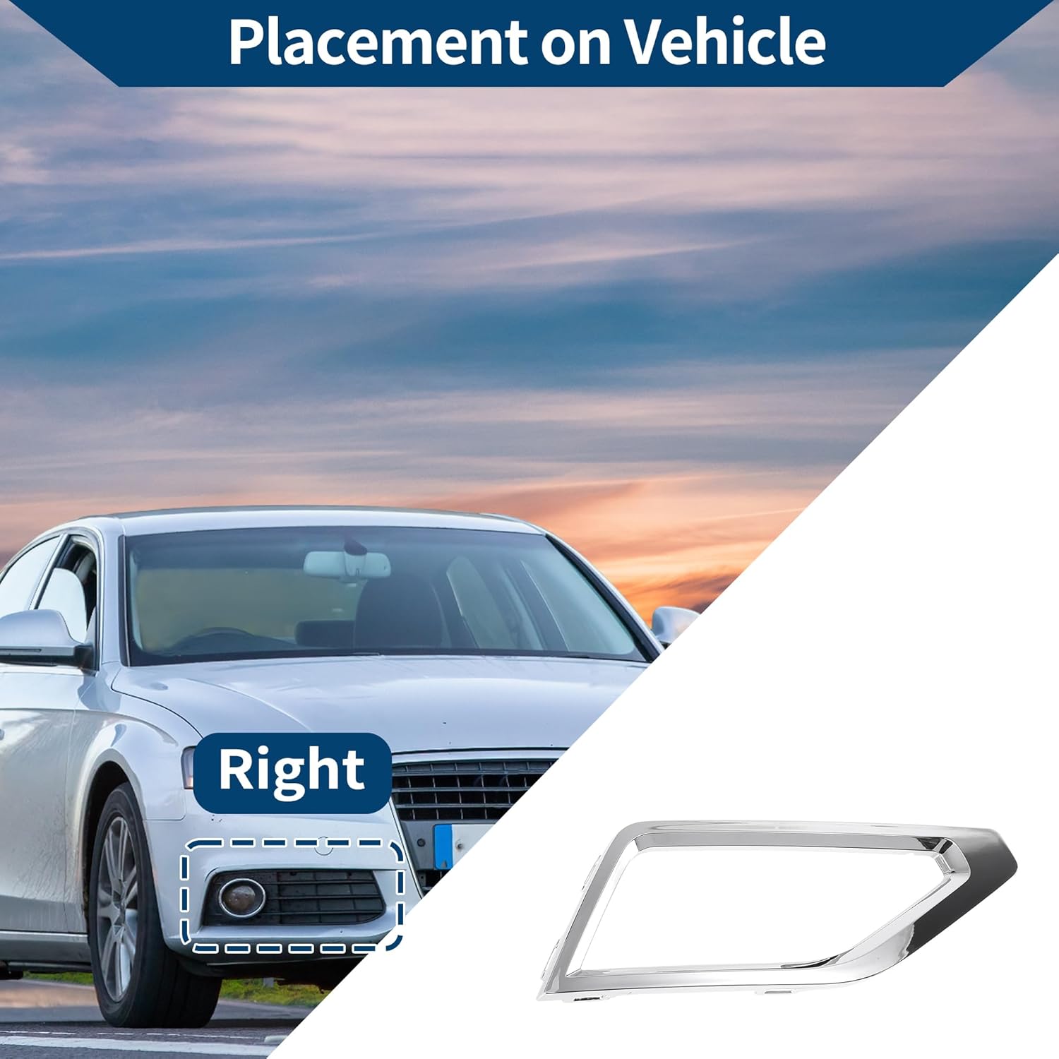 Fog Light Grill Front Lower Bumper Fog Light Cover Inserts No.3CN853666BAV3 for VW Atlas 2018-2020 Silver Tone ABS 1 Pc Front Right Car - Image 3