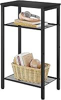 Hoctieon 3-Tier Black End Table with Storage - Tall Side Nightstand for Small Spaces, Living Room, Bedroom, Easy Assembly