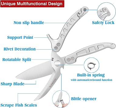 Heavy Duty Kitchen Shears,Poultry Shears with Safety Lock,Silver