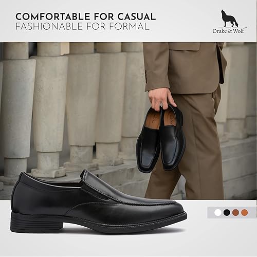 Miniatura 4 de Drake & Wolf Mocasines para hombre, zapatos de vestir para hombre, mocasines clásicos de cuero de microfibra hechos a mano para hombre, zapatos de