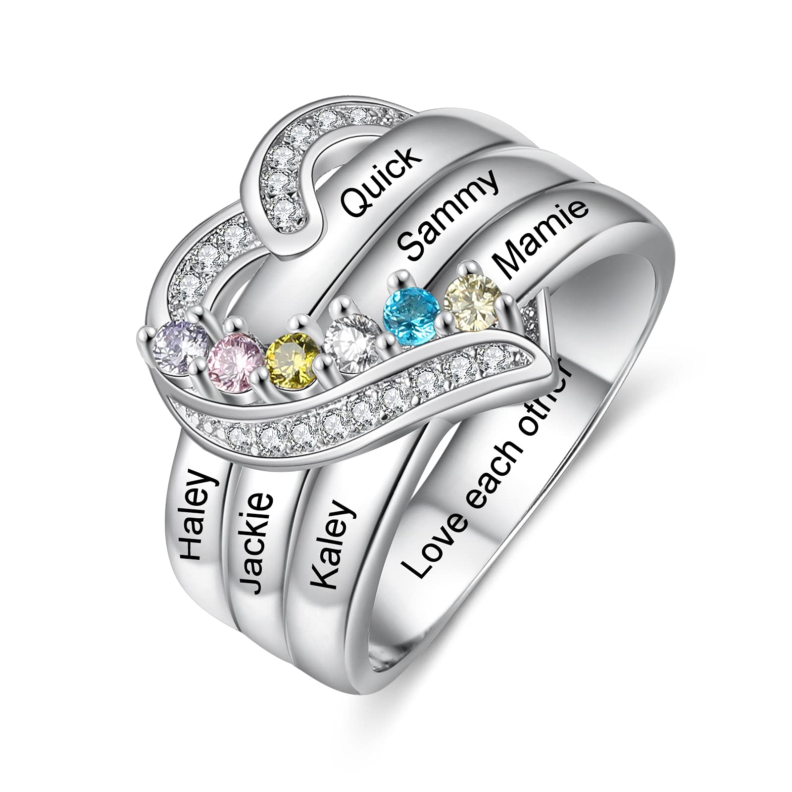 Name Rings For Mum Personalied Rings With Birthstone Engraving