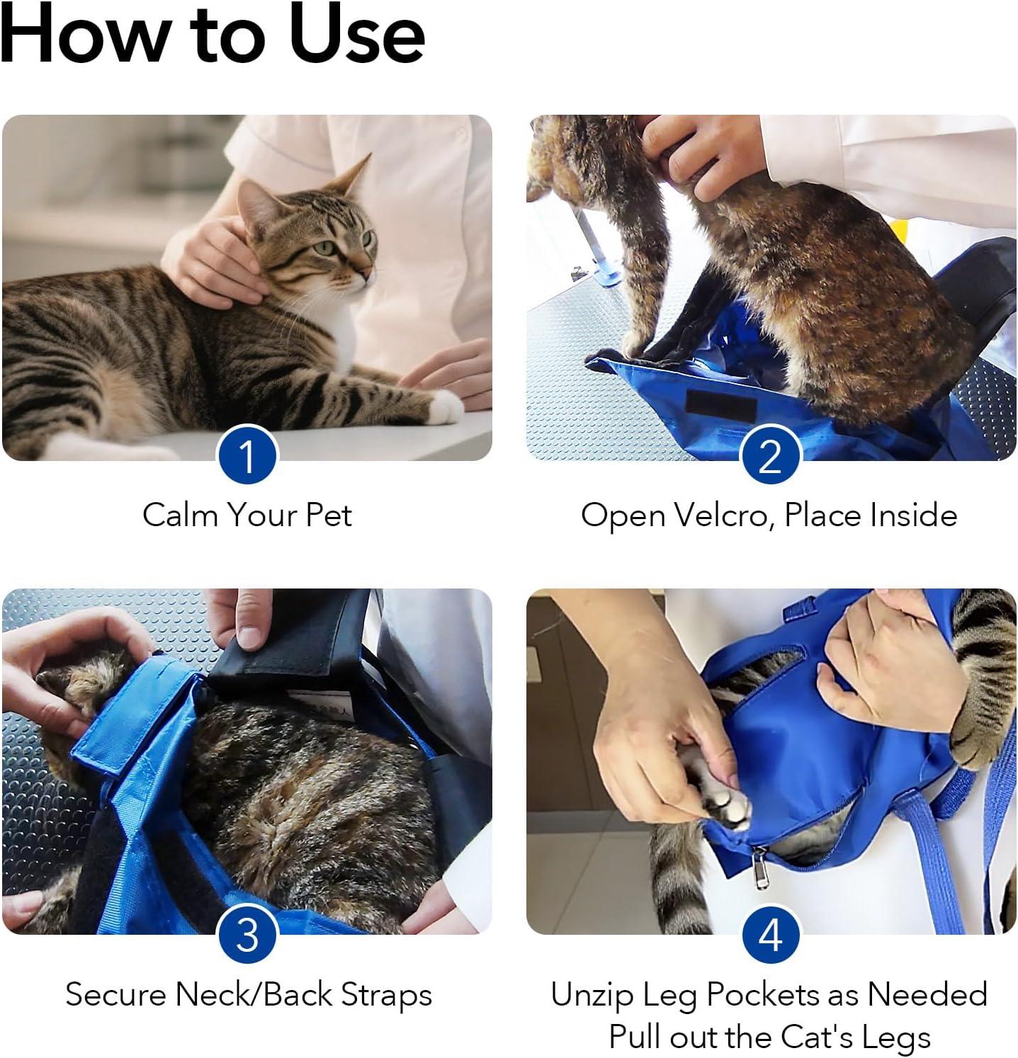 Pet Grooming Bag for Small Dogs & Cats – Restraint 13-18 lbs for Nail Trimming, Claw Care, Anti-Scratching & Vet Exams, 22" L x 11" W (Blue, Large)