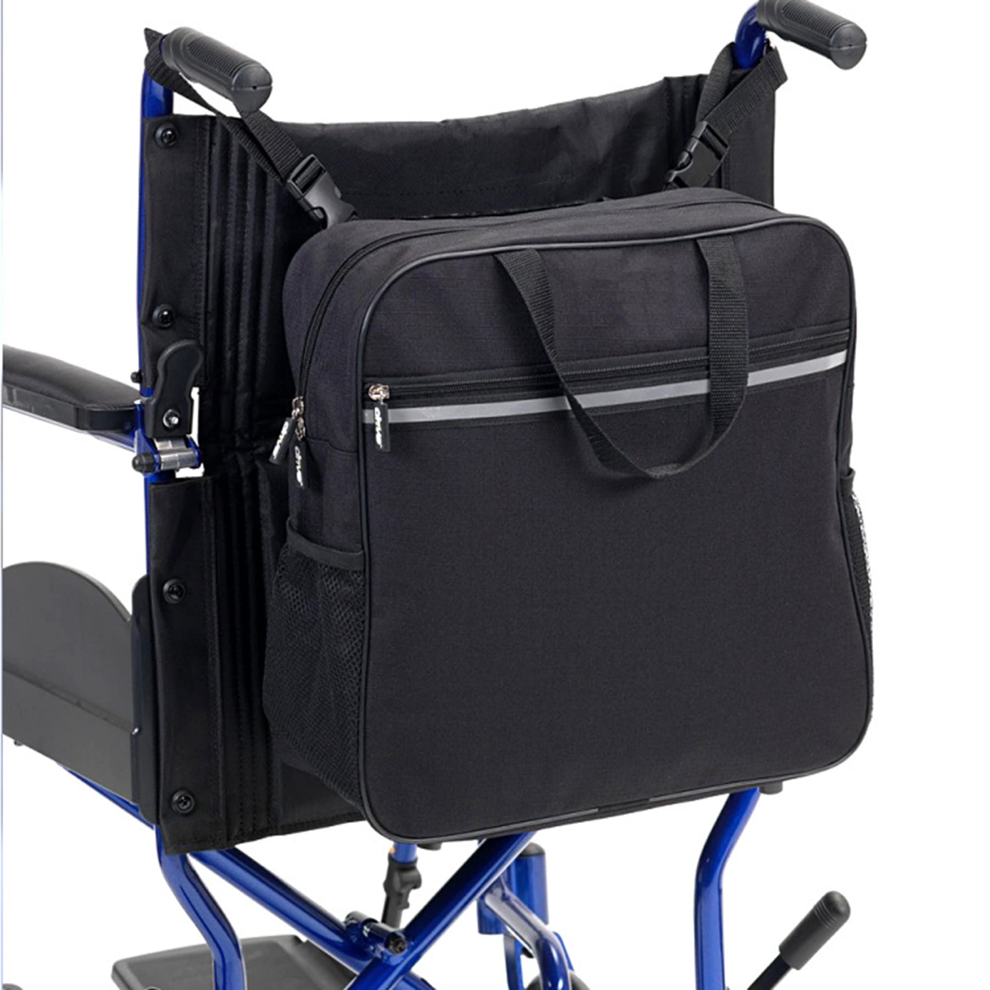 Bolsa de Accesorios para Silla de Ruedas, Bolsa Oxford antiarañazos Bolsa para Andador con Tira Reflectante Segura Cualquier Estilo Andador Silla de Transporte