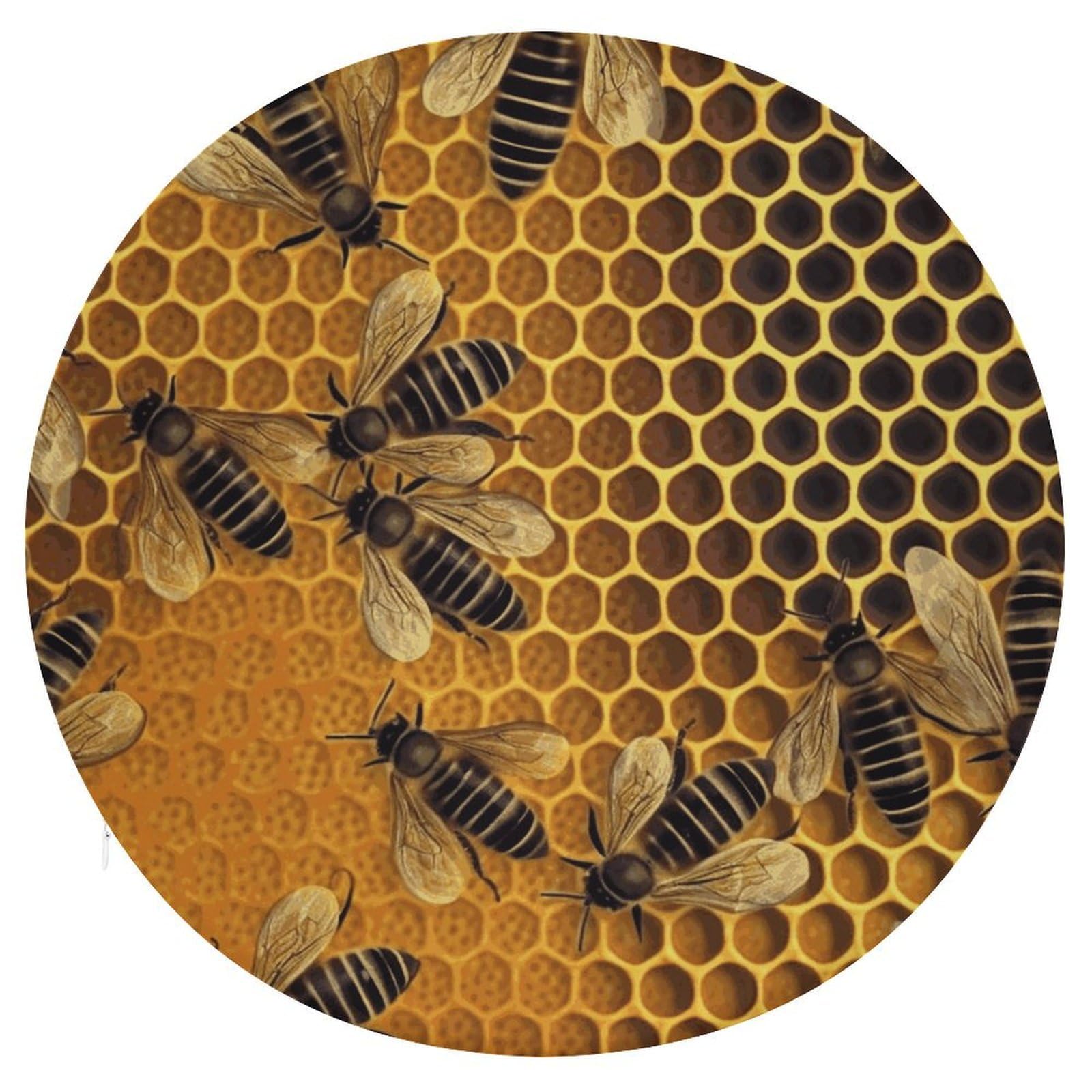 Wsoihfec Style Bees On Hive Seat Cushion Round Chair Pad