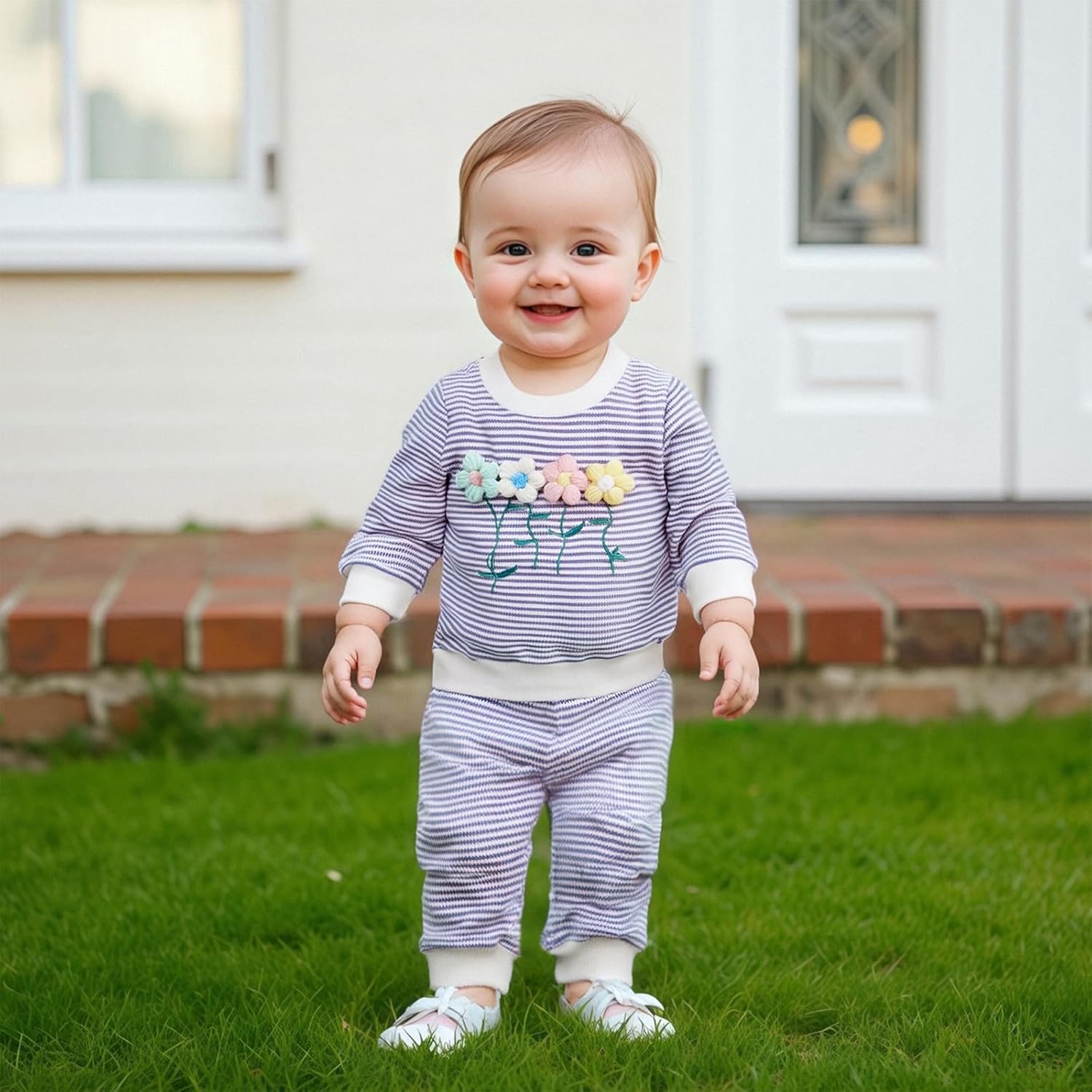 Little Girls Valentines Day Clothes Toddler Girl 3D Flower Long Sleeve Sweatshirt Pullover Top Pants Cute Outfit - Image 3