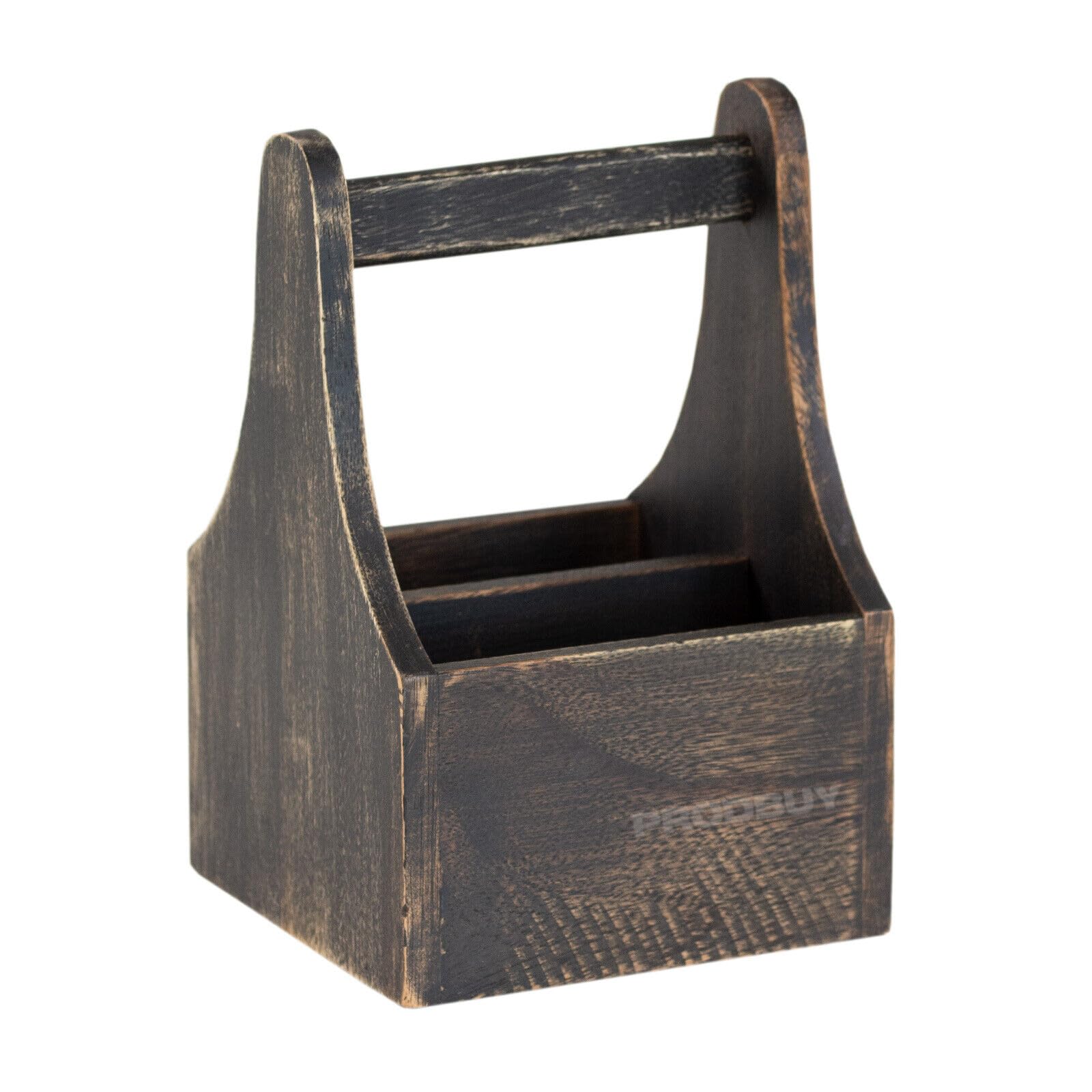 Darthome Brown Wooden Storage Caddy Condiment Sauce Bottle Holder Napkin Cutlery Pub Bar Table (Brown)