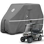 LI LIBZAKI 2+2/4 Passenger Golf Cart Cover Fits EZGO, Club Car, Yamaha, 420D Waterproof Windproof Sunproof Outdoor All-Weather Full Cover -Gray-L