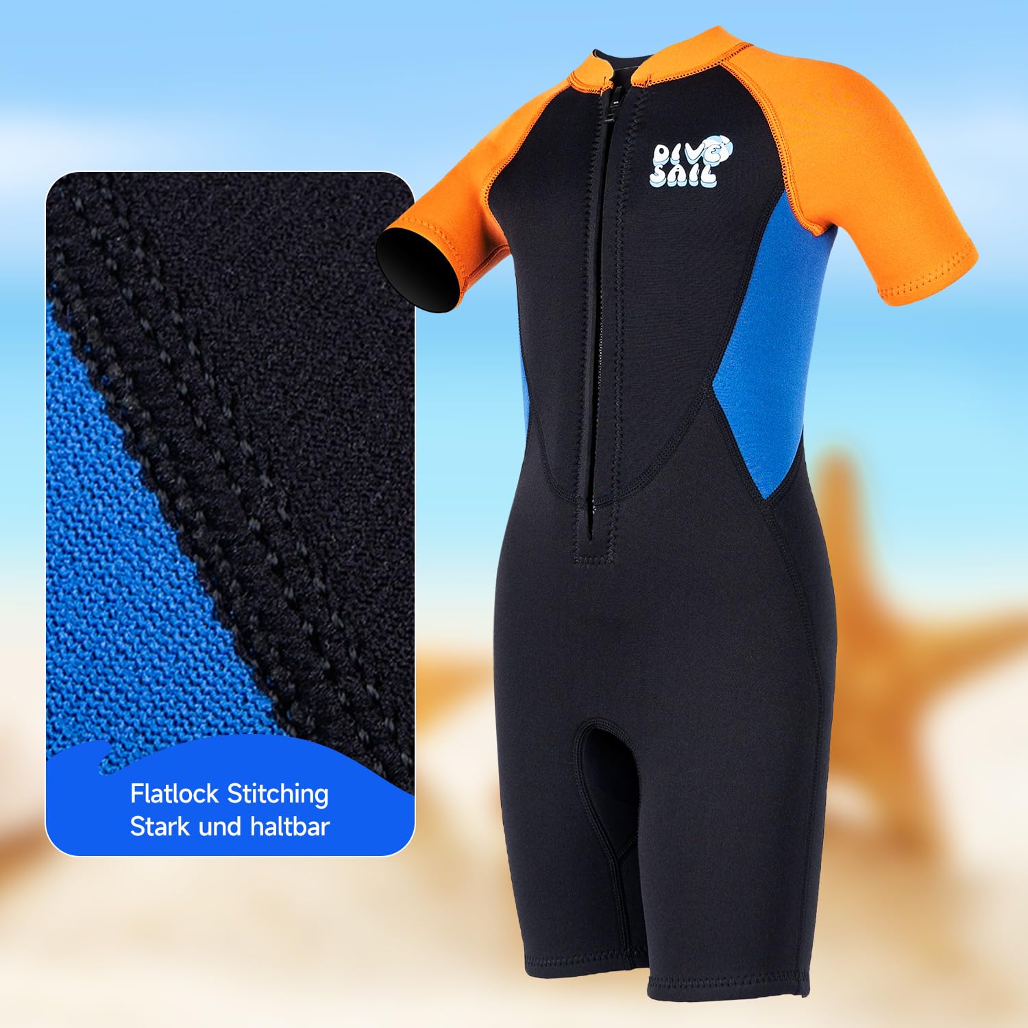 Short en néoprène pour enfant - 2,5 mm - En néoprène - Pour garçons et filles - Garde au chaud sur le devant - Pour la natation, la plongée en apnée, le surf, la plongée