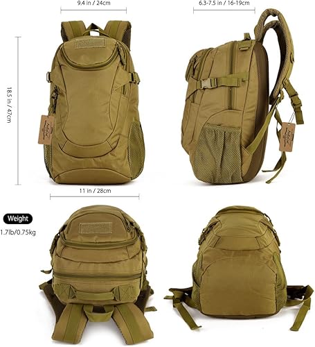 Miniatura 8 de ArcEnCiel 25l, mochila militar impermeable, para ataque táctico, colegio, caza, camping, trekking, viajes. Incluye capa para la lluvia