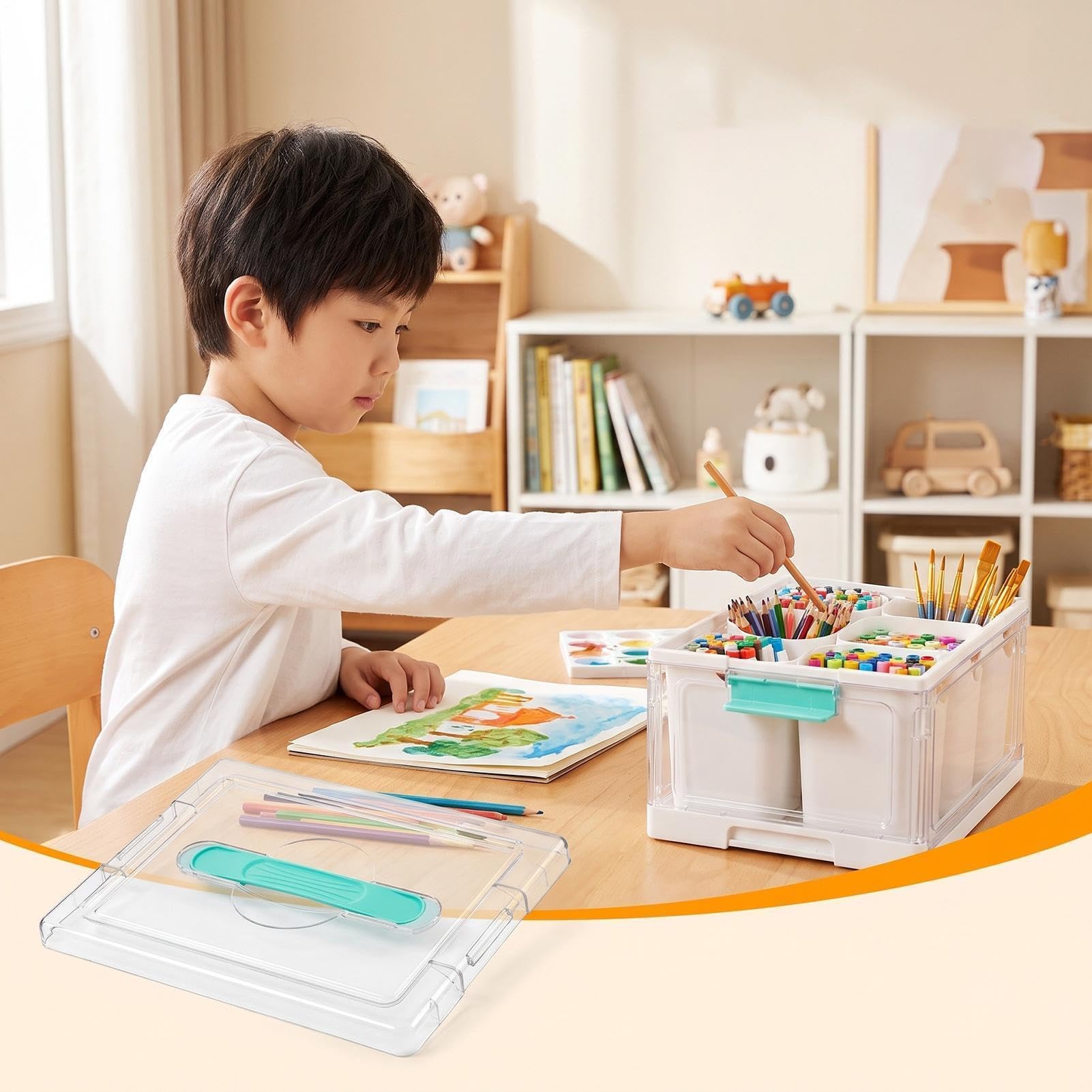 Organizer Per Artigianato E Contenitore Scatola Da 22,7 L Con Vassoi | Organizer Per Attività Creative per Scuola Casa Camera Da Garage Ufficio Armadio Cucina