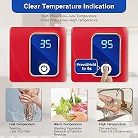 Vista 3 de Calentador de agua eléctrico sin tanque de 3000 W, 110 V, calentador de agua caliente instantáneo con pantalla LED para lavado diario, caravanas