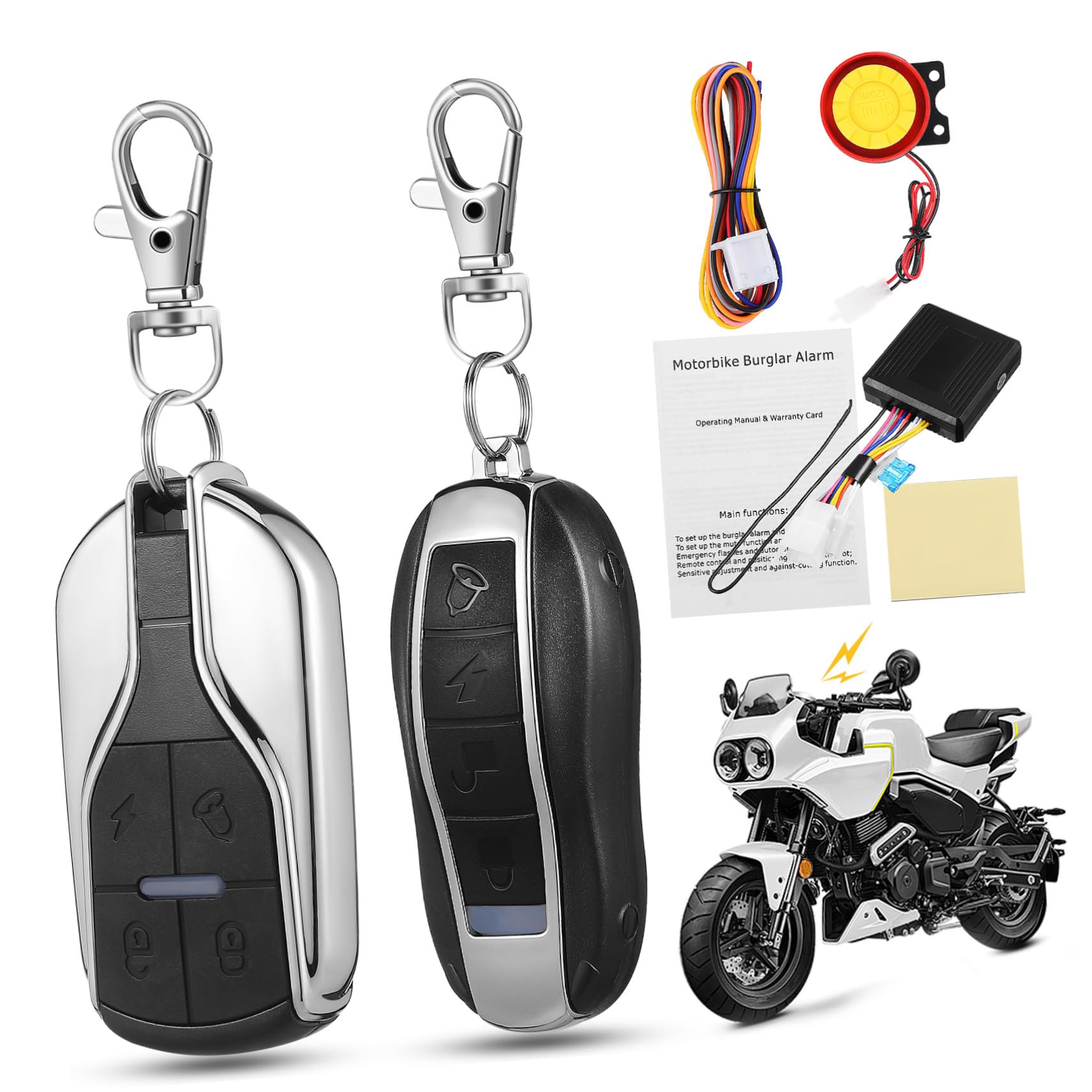 Allarme Moto 12v Abs Avvio Motore Remoto e Sensore Regolabile