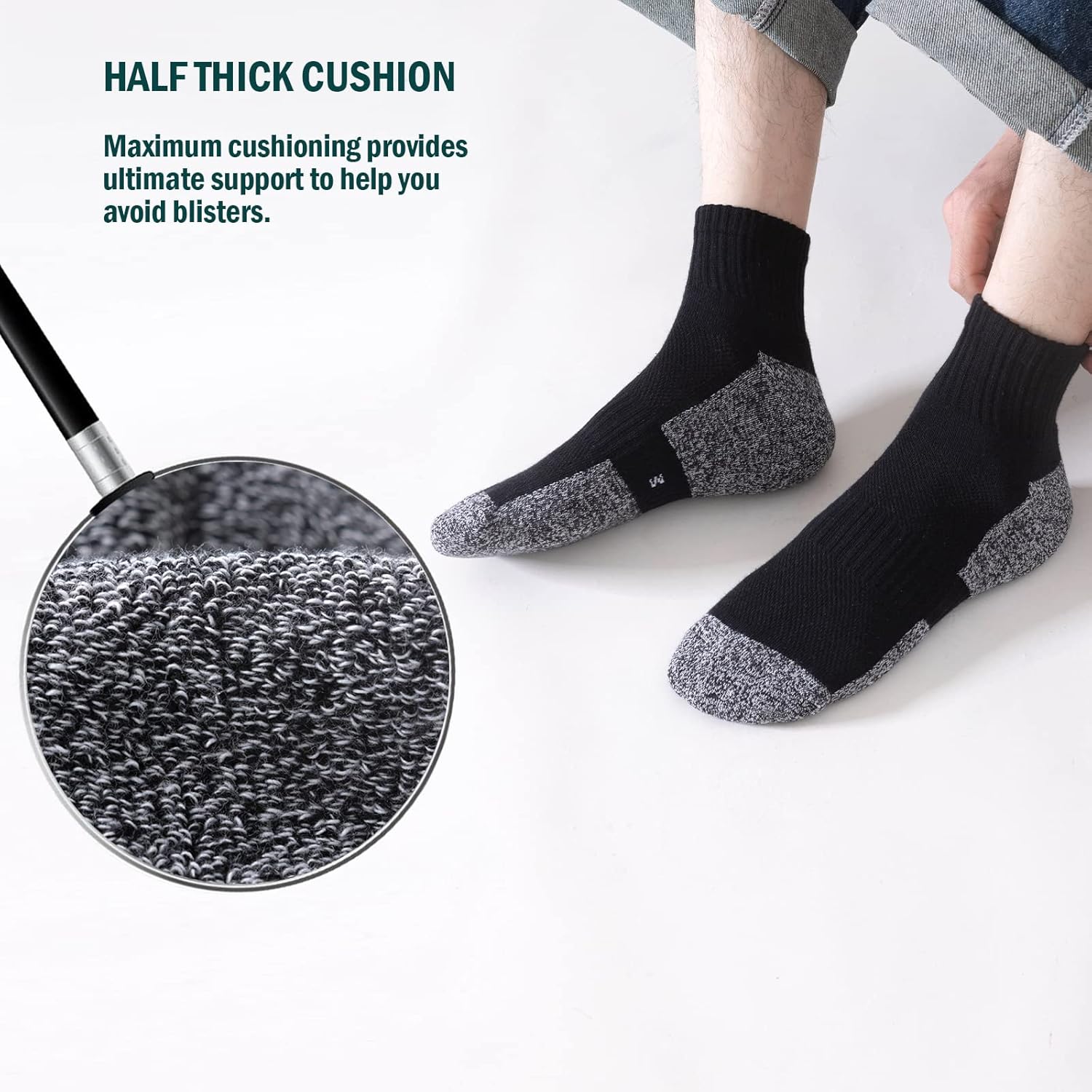 8-Pairs Men's Ankle Cotton Socks with Cushion, Athletic Running Socks Size 7-9/9-12/12-15 - Image 4