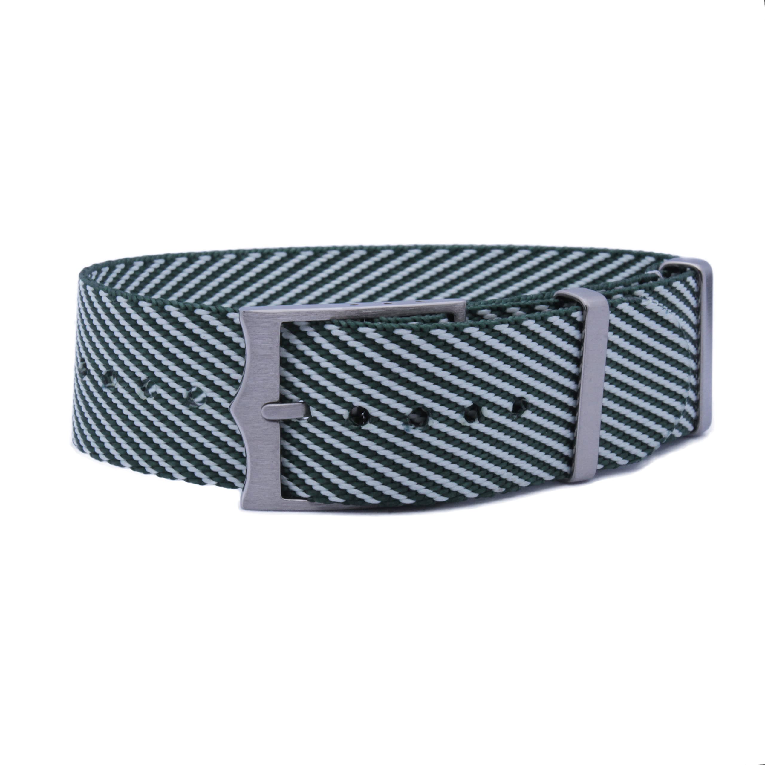 WAMD Single Layer/Single Pass Nylon Fabric NATO Watch Straps/Bands with Crown Buckle - Choice of Colour & Width (Green and White, 22 mm) (B0BFHYQKF9) Amazon Price History, Amazon Price Tracker