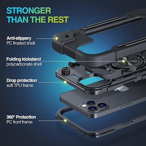 Miniatura 2 de ORIbox Funda para iPhone 13 Pro, resistente a prueba de golpes, anticaídas, color negro