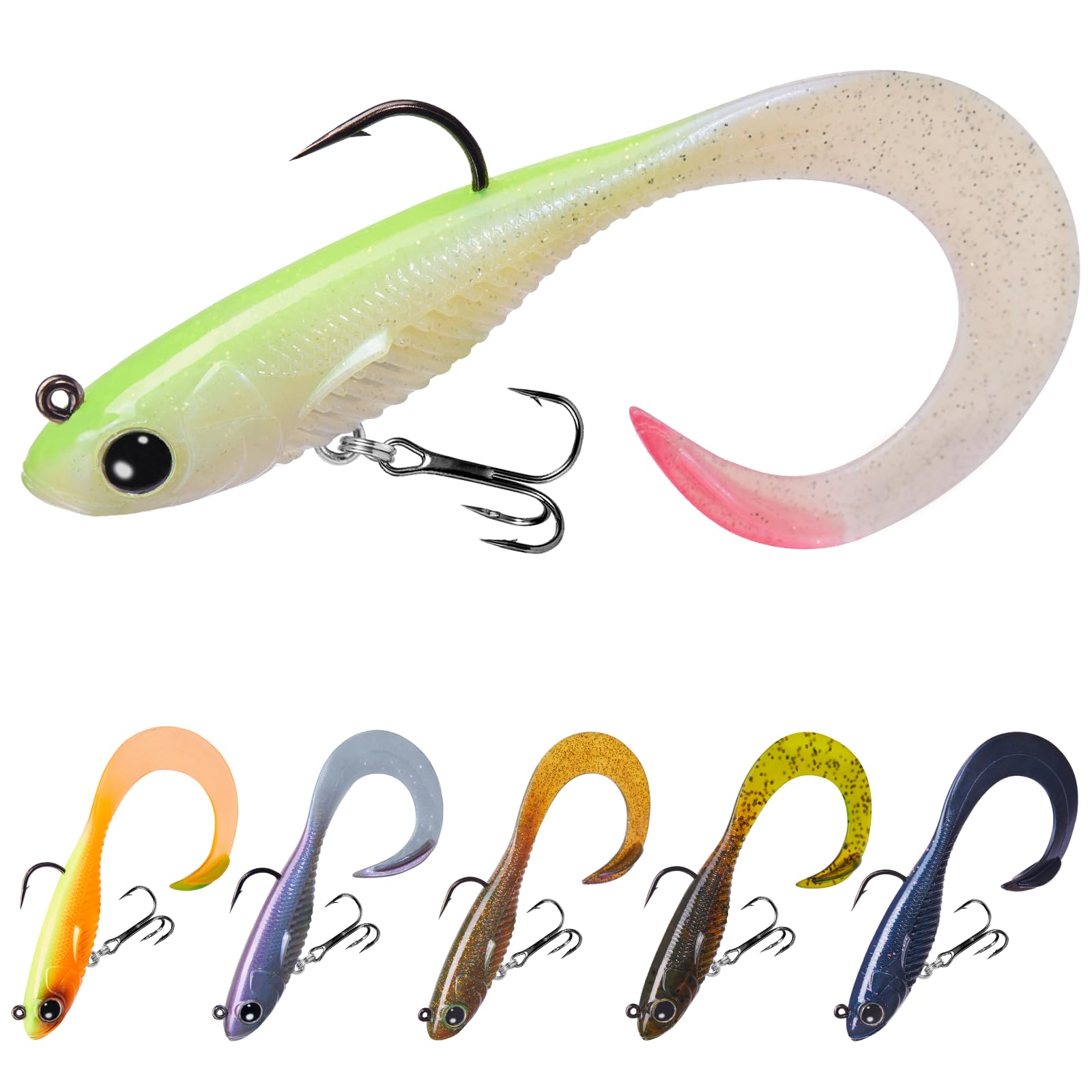 TRUSCEND Easy Catch Pre-Rigged Soft Fishing Lures, Super Durable TPE Swimbaits for More Bite, Well-Made Premium Fishing Gifts for Bass Pike Trout Perch, Saltwater Freshwater Baits Keep Separately — image 1