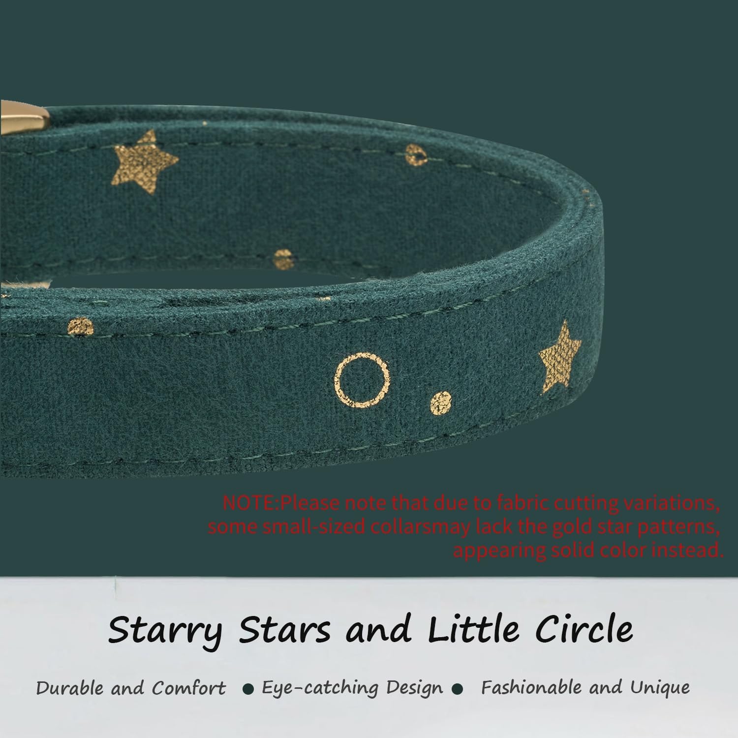 Petiry Starry Star Dog Collar with Metal Buckle,Adjustable Durable Cotton Collar For Wedding Dog Wear,For Medium Boy Dogs Neck 31-49cm,Green Star - Image 2