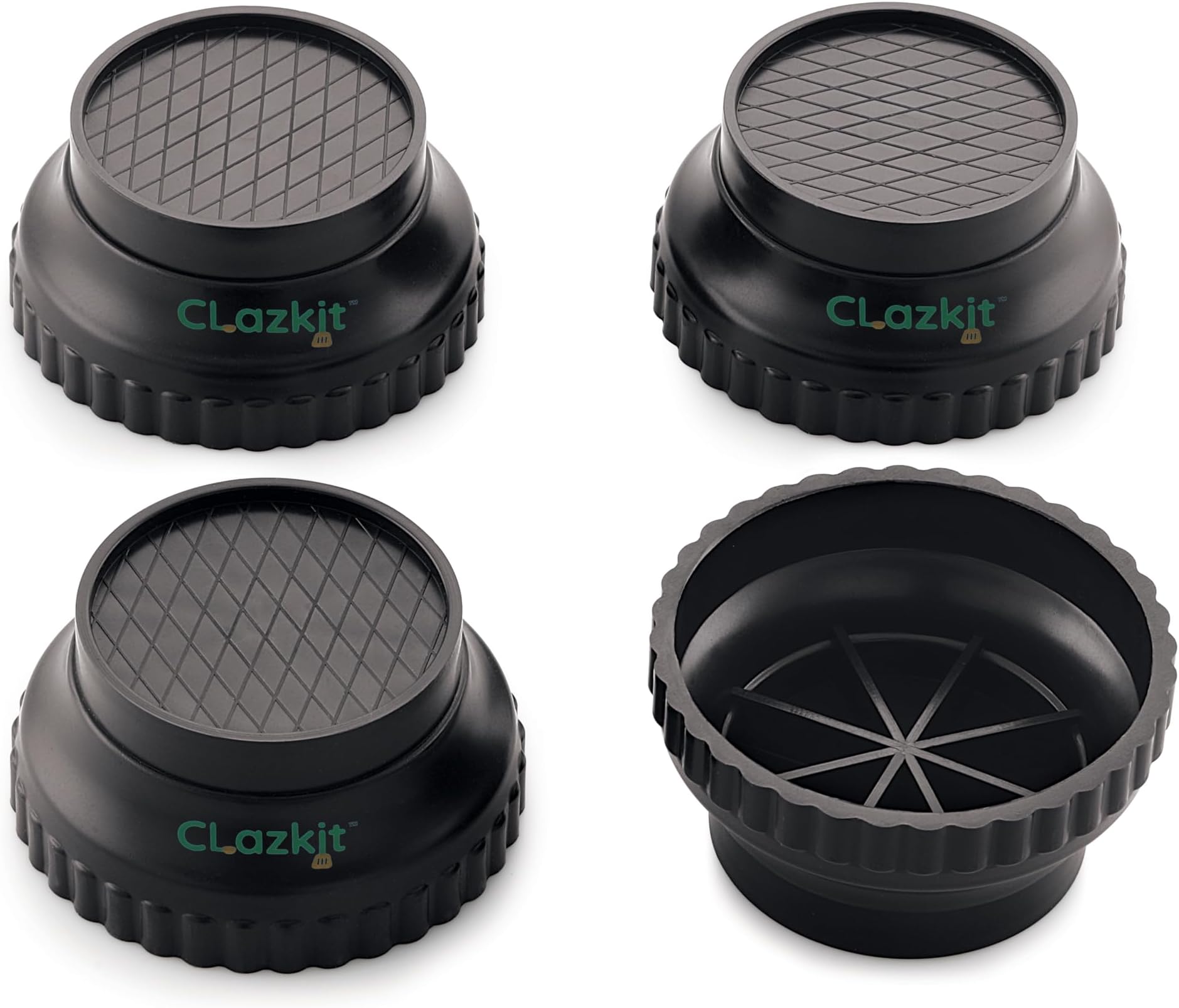 Clazkit Round Multi-Purpose Heavy Duty Stand Home Appliance Refrigerator/Washing Machine/Furniture/Fridge Stand, Black (Pack of 4)