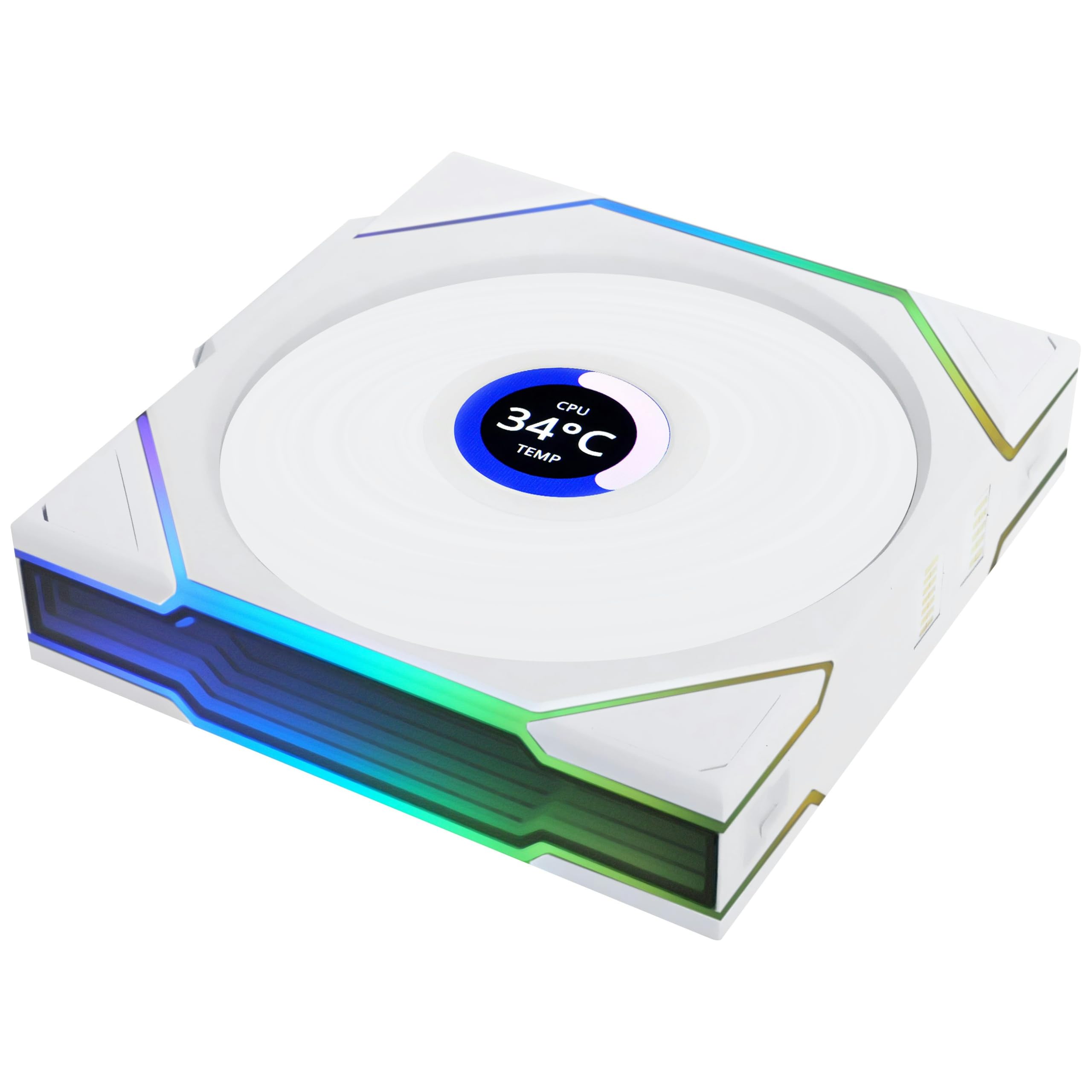 Lian Li UNI FAN TL Wireless LCD PC 120mm RGB – Gaming PC White | PWM - 26 ARGB LEDs - Up to 1,900 RPM - Daisy Chain - High Airflow - Low Vibration - Silent - Infinity Mirror
