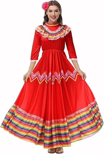Vestido tradicional mexicano, vestidos de baile folklórico, disfraces de Cinco de Mayo, vestido de Senorita para mujer