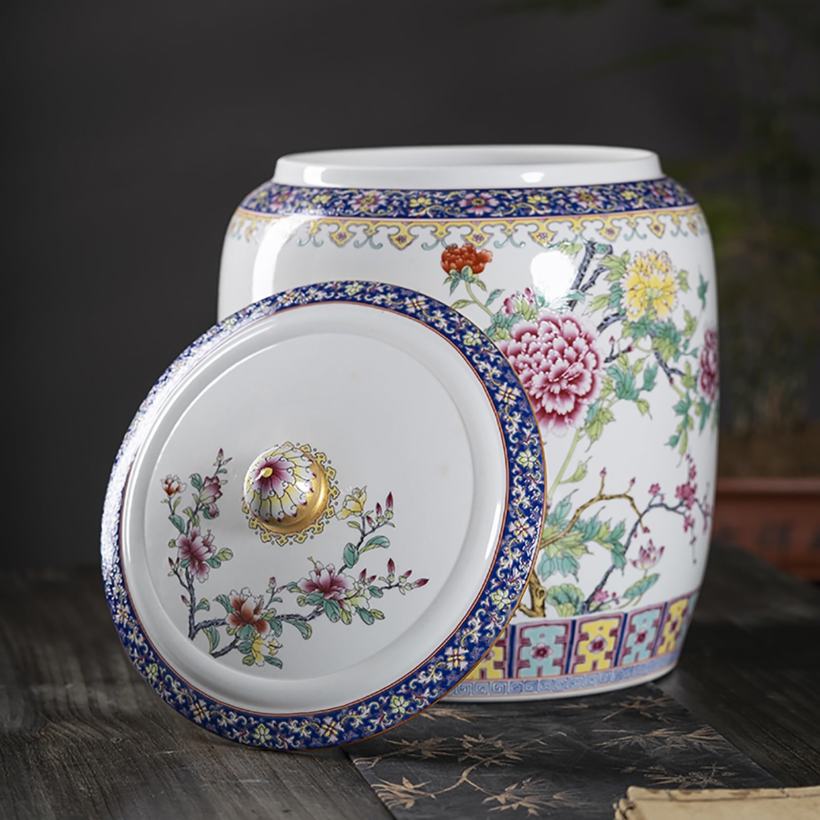 Barattolo Di Riso In Ceramica Di Design Cinese Contenitore Per Cereali Secchio Di Riso In Ceramica Retrò Serbatoio Di Stoccaggio Sigillato In Ceramica Distributore Di Riso E Cereali In Ceramica Secchi