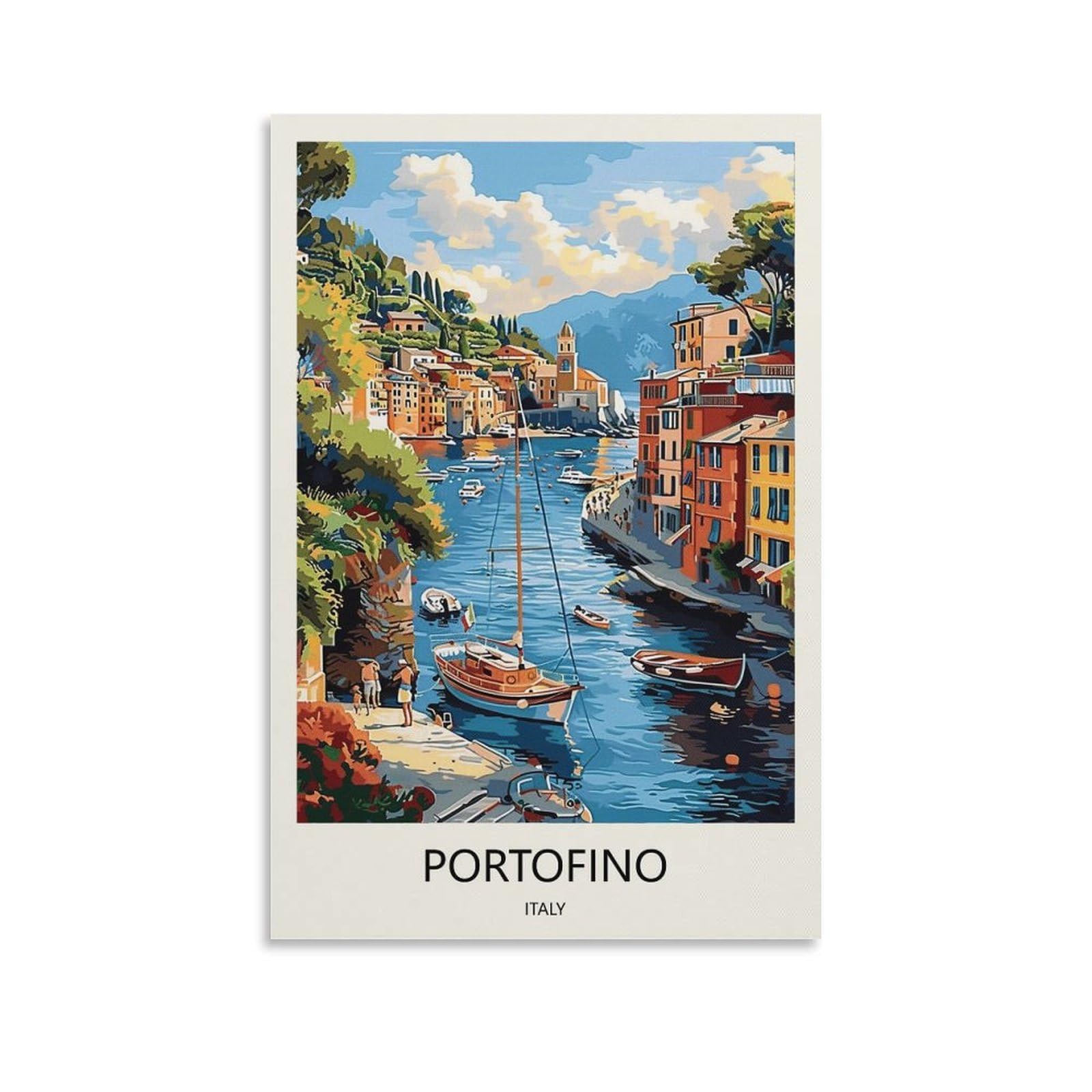 YJNENG Canvas Art Picture Portofino Italy Wall Decor Art Painting Posters Modern Family Decorative Poster 20x30inch(50x75cm)