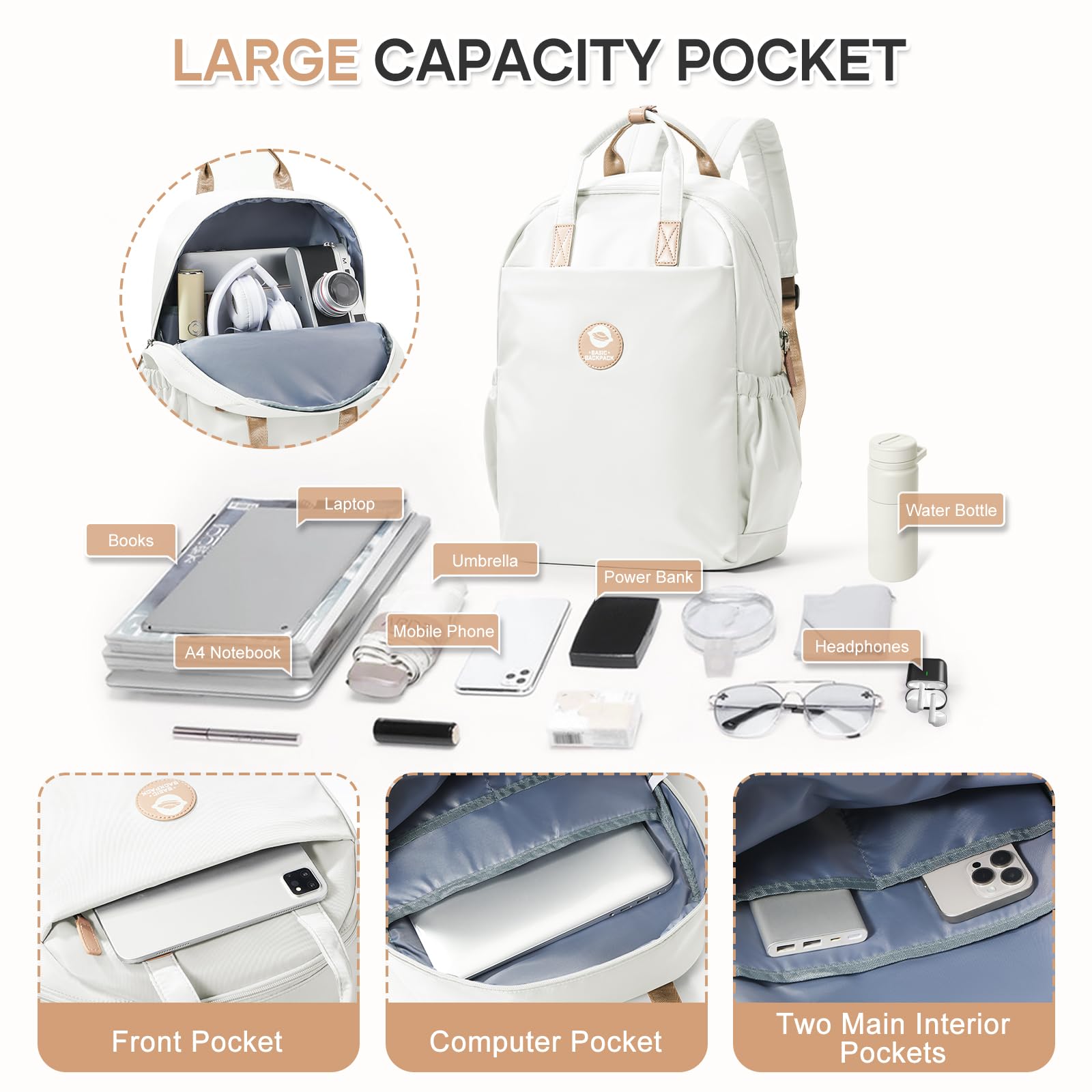 WEPLAN Zaino Scuola Superiore Ragazza Zaino da Scuola Media Zaino Donna Scuola Leggero Zaino Casual Zaino Unisex Impermeabile Zainetto Backpack per Affari Lavoro Viaggi Shopping Casual Daypacks