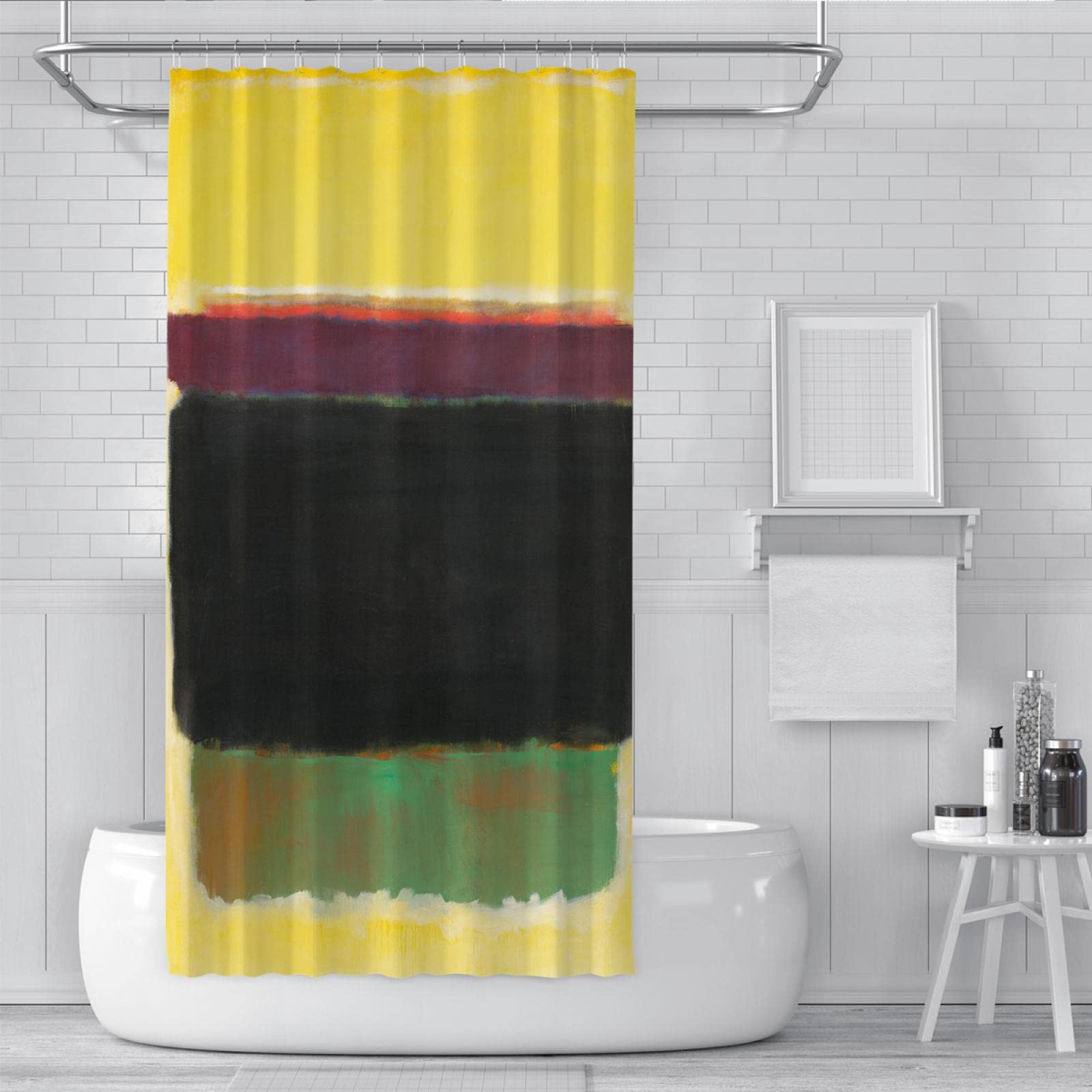 Célèbre Peinture Rideau de Douche Impression Classique rétro Mark Rothko Peinture Abstraite séparation sèche et Humide Rideau de séparation avec Crochets 200x240cm