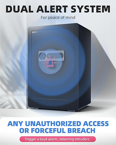 Miniatura 5 de DAYI Caja de seguridad biométrica de huellas dactilares, caja fuerte de 3.0 pies cúbicos para el hogar con bolsa ignífuga, panel táctil digital de