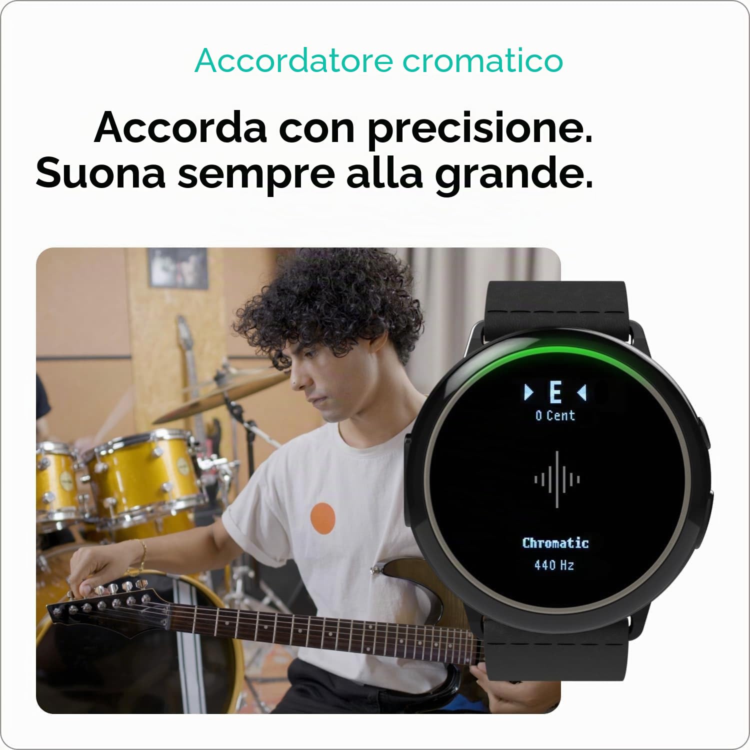 Soundbrenner Core Steel | Metronomo vibrante, Accordatore cromatico, Misuratore di decibel e Orologio | Ideale per più strumenti (chitarra, basso, violino, ukulele), 21.3 x 13.7 x 8.4 cm