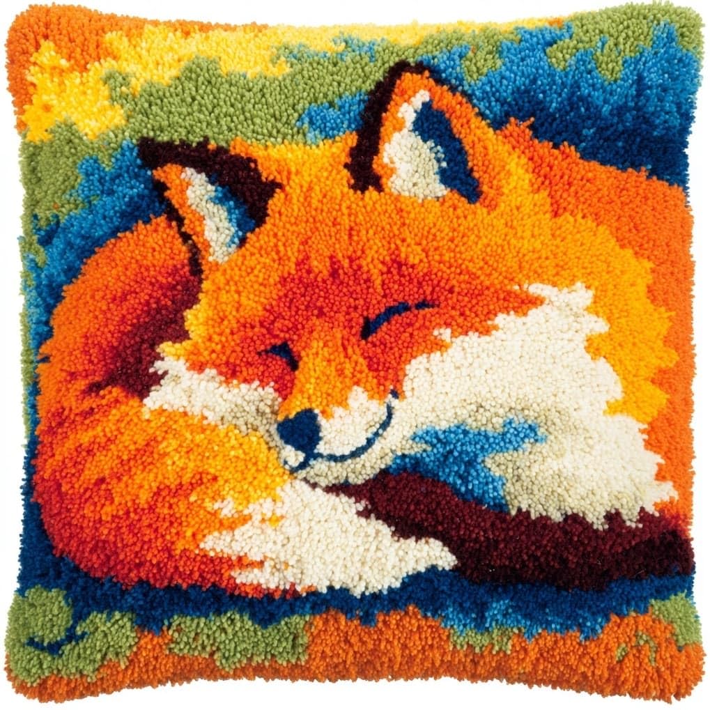AxiangziK Latch Hook Pillow Kits for Beginners,Cute Fox