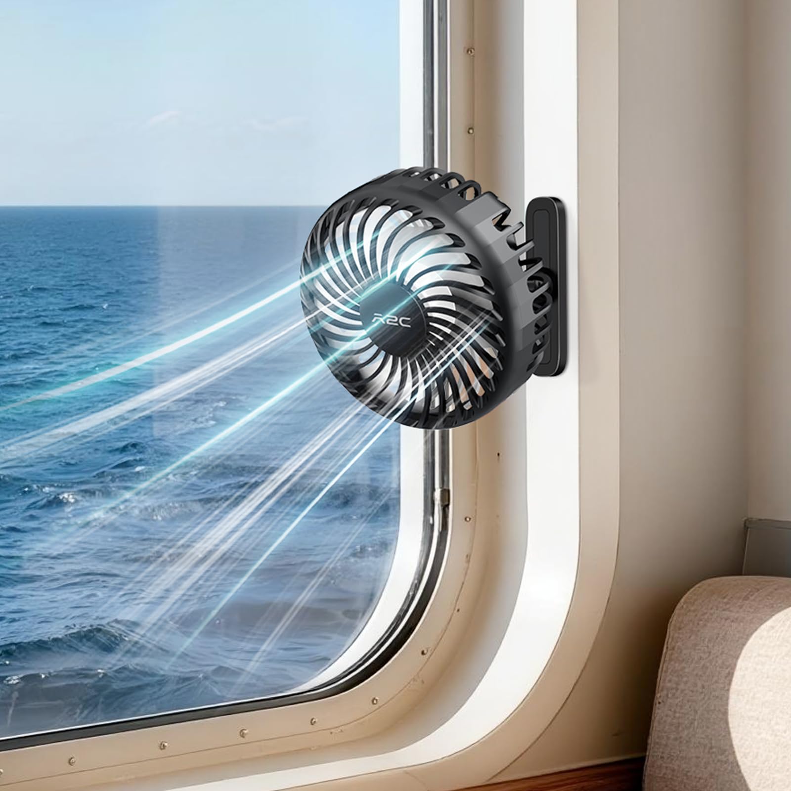 A2C 4.7-Inch Big Magnetic Cruise Ship Fan for Cabin Wall Ceilings, Cruise Essentials 2025, Versatile Clothes Hats Hooks, Rechargeable Battery, 360° Rotation, 3 Speeds, 2026 Travel Accessories Gifts