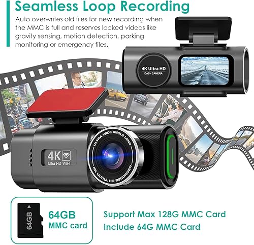Miniatura 4 de iMounTEK Cámara de tablero para automóviles, cámara de tablero de automóvil de 3 canales, 1296 x 1080P, cámara frontal interior y trasera, cámara