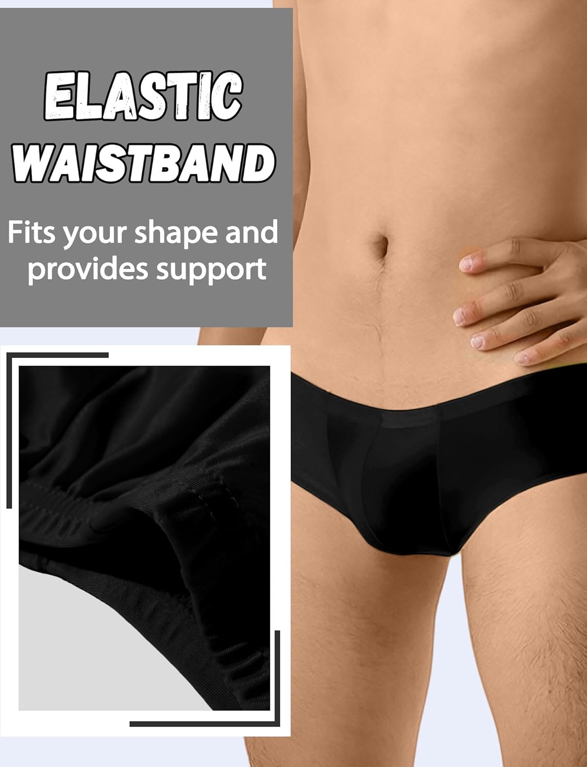 FEOYA Men's Shiny Metallic Boxer Briefs See Throug Oil Glossy Panties Sheer Underpants Low Rise Panties Underwear - Image 4