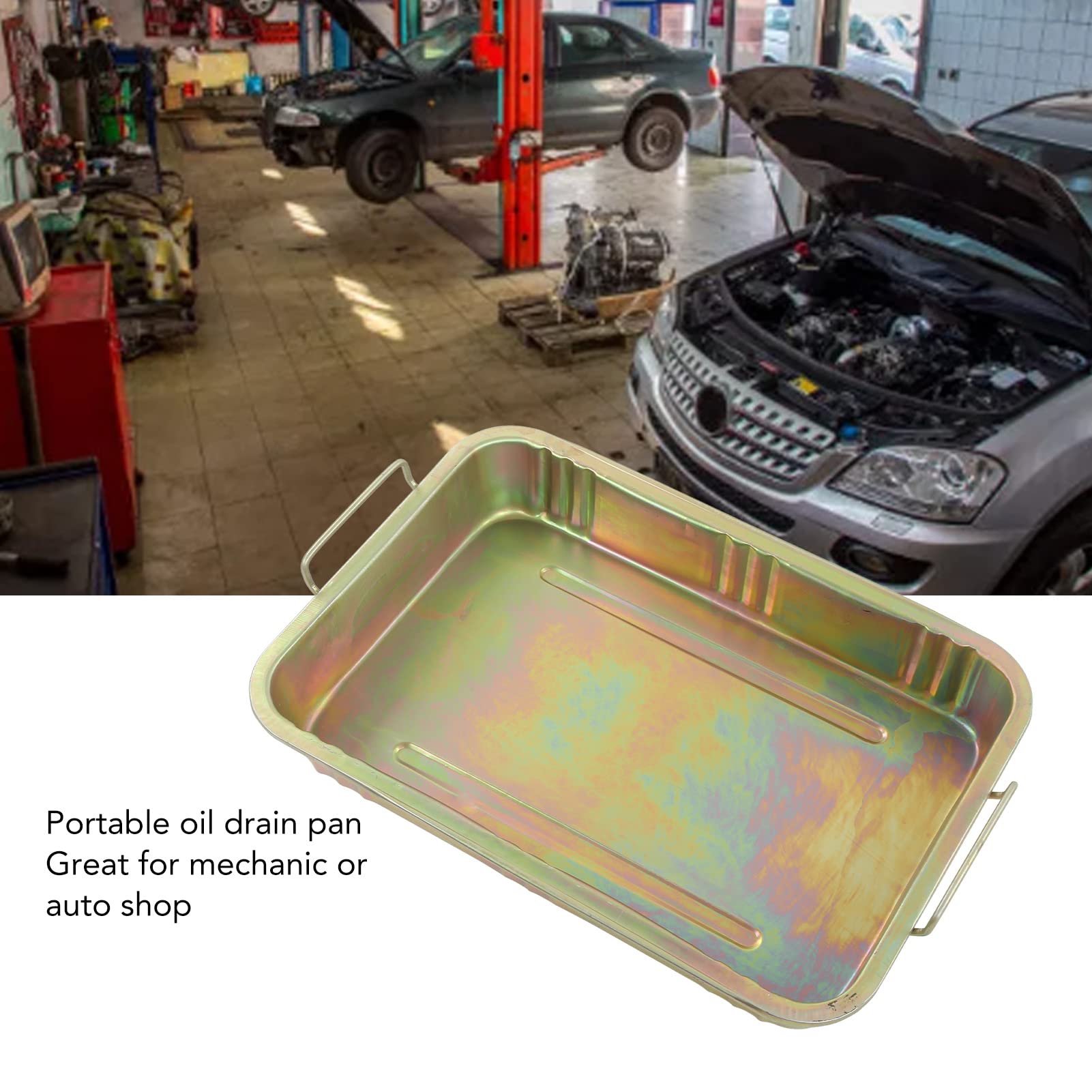 Bandeja de Goteo de Aceite Contenedor de Drenaje de Aceite galvanizado Recipiente de Drenaje de Metal Profesional para mecánica de Motocicletas Uso de Cambio(640x440x105mm)