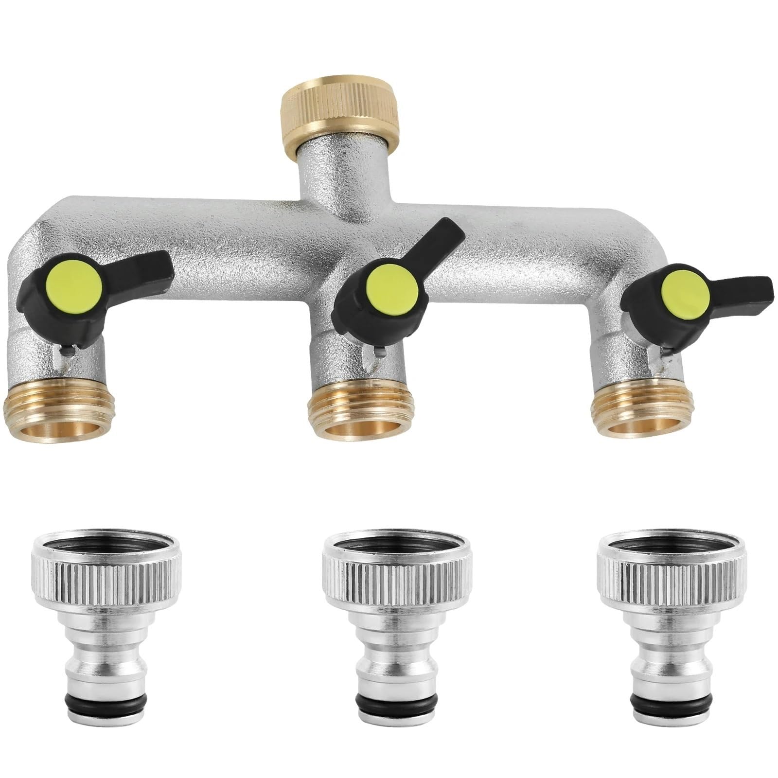 2 pz 3/4 Pollici 2/3 Vie in Lega di Zinco Tubo da Giardino Splitter Rubinetto irrigazione connettore distributore for Esterno per Tubo Flessibile(Silver 3 Pass)