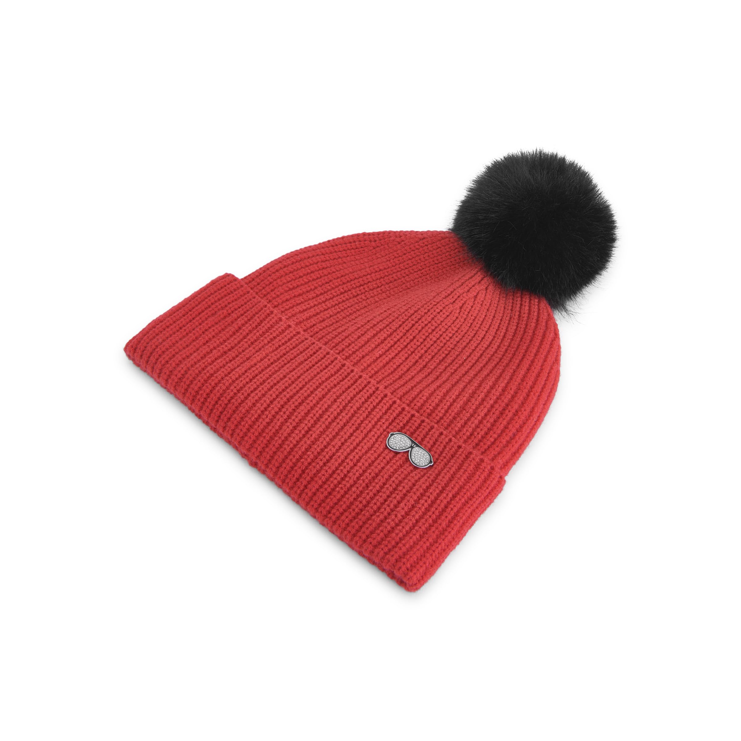 Karl Lagerfeld Paris Damska czapka z daszkiem prążkowane okulary przeciwsłoneczne Pin HatBeanie, Karmazynowy, rozmiar uniwersalny