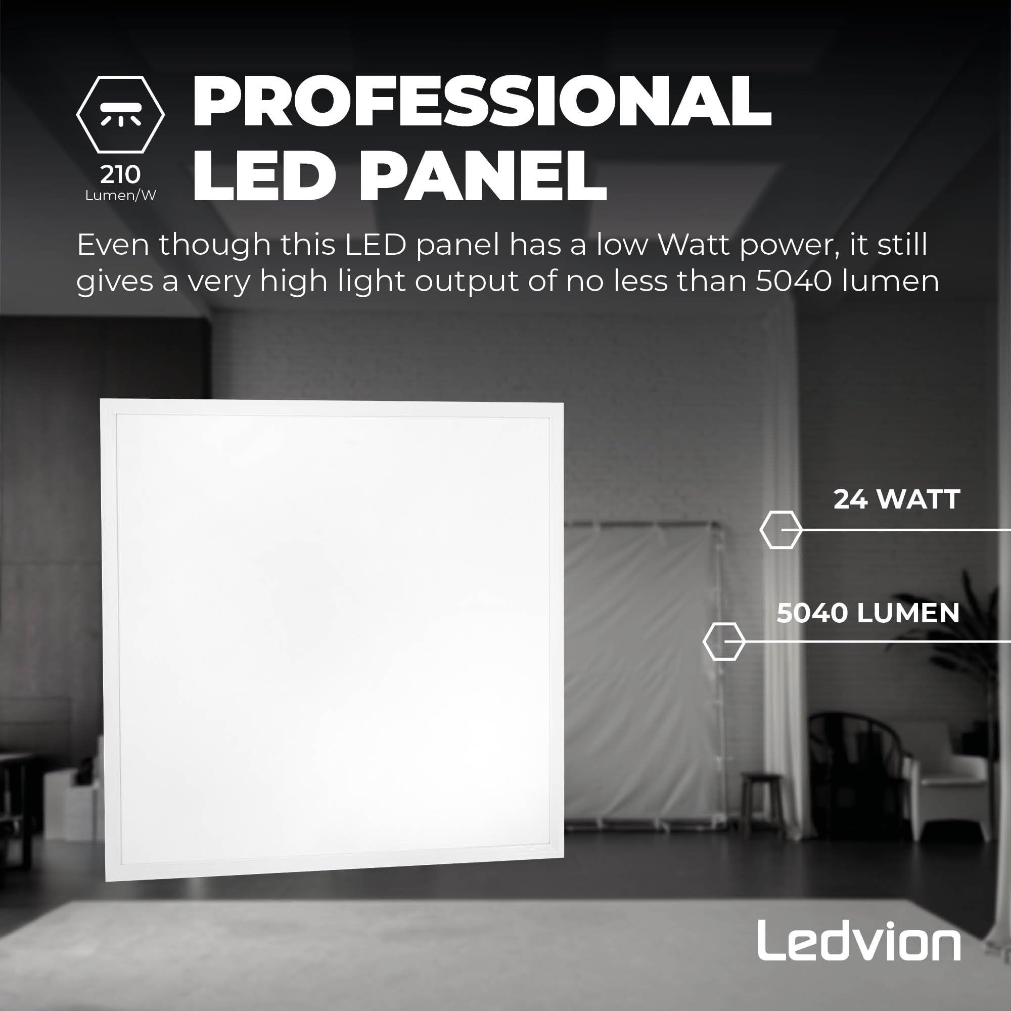Ledvion - 6X Panel LED, 60x60, 24W, 6500K, 5040 Lúmenes, Luminaria Empotrada, Incluye Driver LED y Conector Rápido