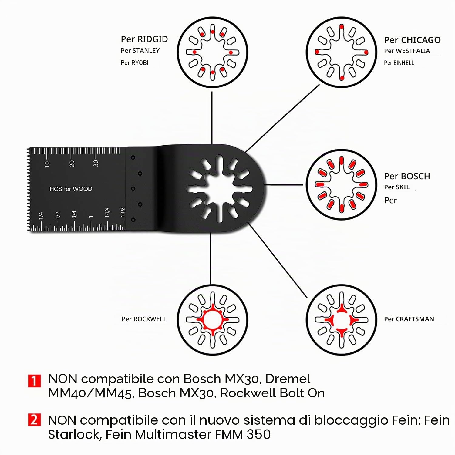 PandaHug - Set di 100 accessori oscillanti, set di lame e utensili multifunzione per Fein Multimaster Dremel Dewalt Makita Einhell