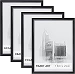 HEART ART 18x24 Frame 4 Pack ,18x24 Poster Frame without Mat for Wall Picture Vertically or Horizontally Display,Black | wall picture display 18x24 Poster Frames