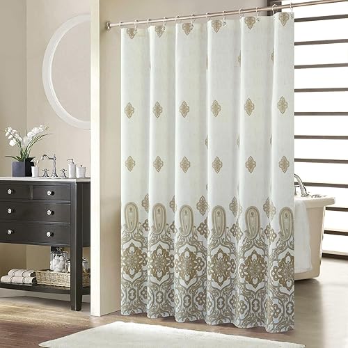 Miniatura 22 de Cortina de ducha de tela, cortina de ducha de oso y alce, cortinas de ducha de cabaña para baño, cortinas de baño impermeables, 72 pulgadas de ancho