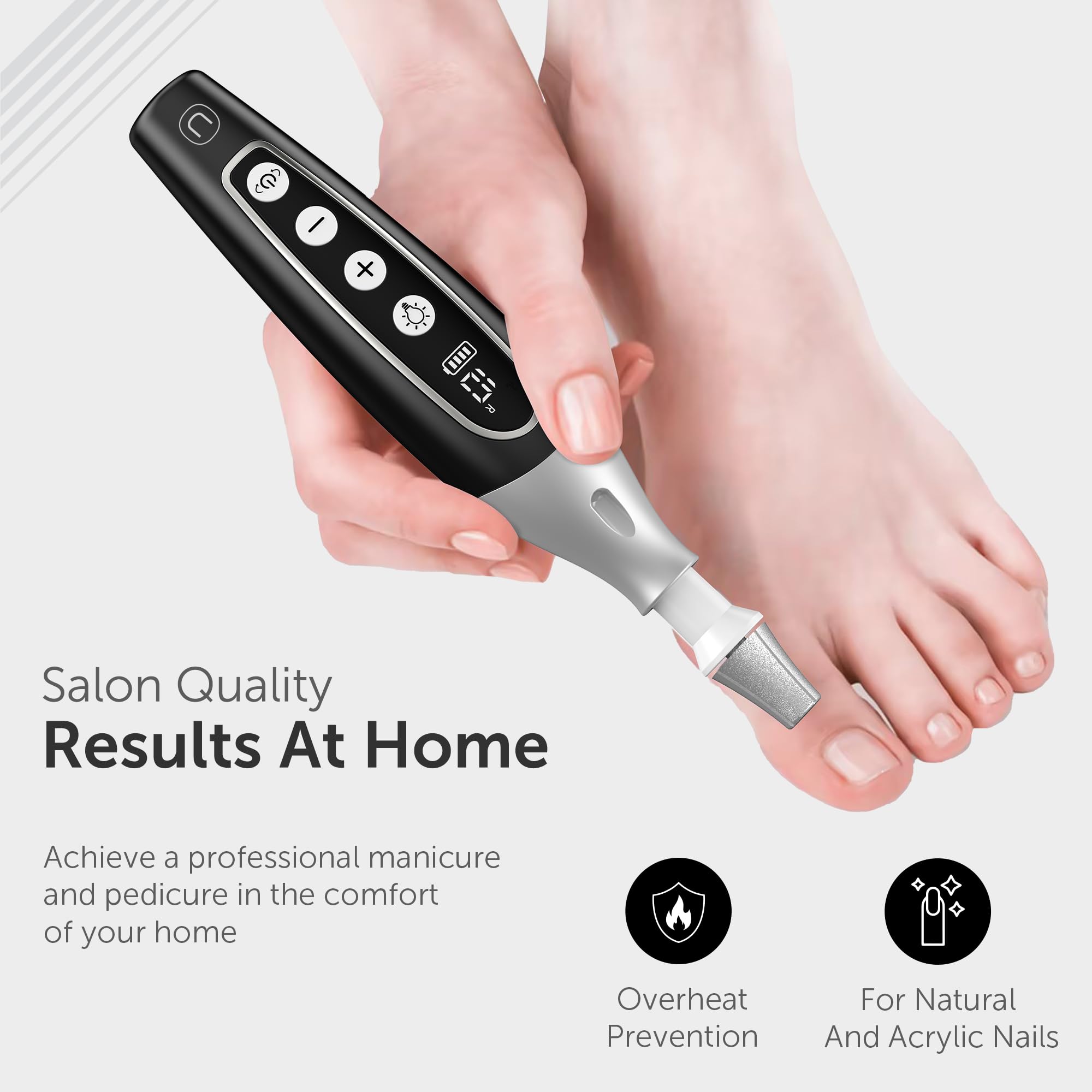UTILYZE Kit Profesional De Manicura Y Pedicura Pedilux Pro: Lima Para Uñas Gruesas, Taladro Eléctrico Inalámbrico Para Limar Uñas, Lima Para Uñas Dremel, Lijadora, Elimina Callos Para Personas, Hombre