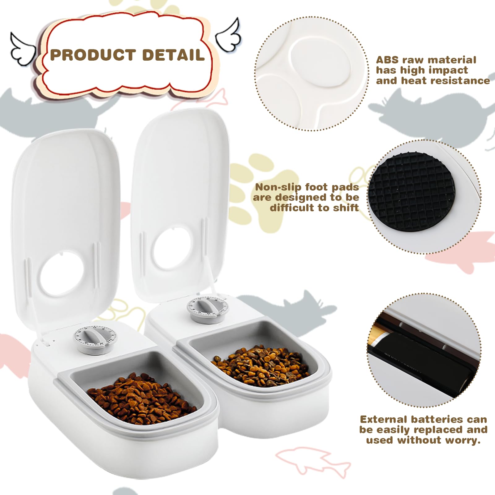 Mangiatoia Automatica Per Gatti A 2 Pasti - Timer 48h Con Tappetino Antiscivolo