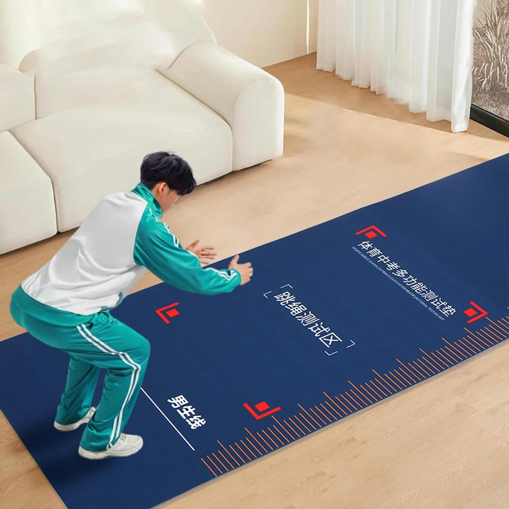 Mata do pomiaru skoku w dal, Mata do skoku w dal Antypoślizgowa amortyzująca gumowa podkładka podłogowa do ćwiczeń gimnastycznych Rozciąganie jogi(Adults (320 X 90 Cm))