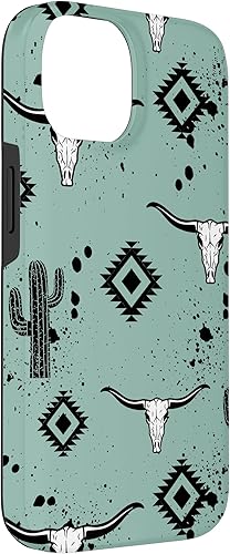 Miniatura 6 de Funda para iPhone 13 Pro Max Western Country Aztec Bull Skull Cactus Cactus Patrón