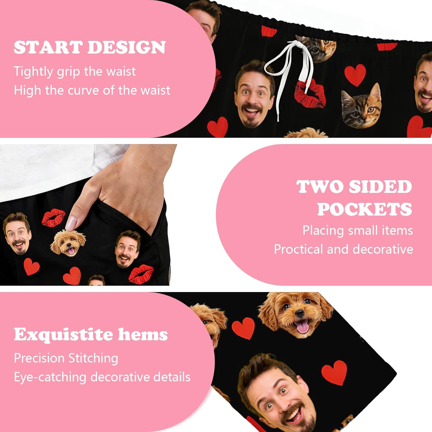 Custom Pajama Pants, Personalized Pajamas with Face, Custom PJ Pants for Valentine’s Day Gifts - Image 4